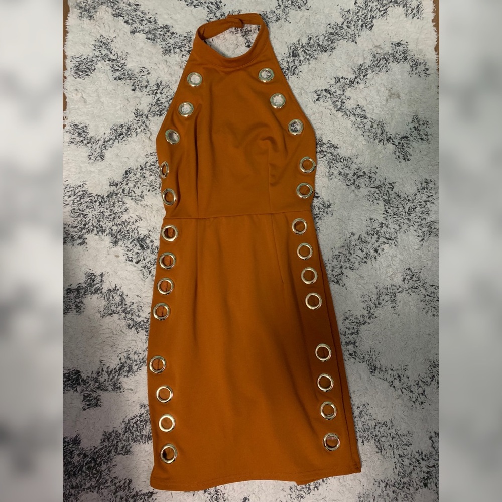 Burnt orange mini dress